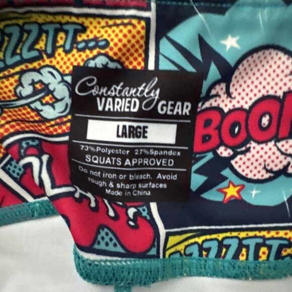 Constantly Varied Gear Knockout Comic Book Leggings Size Large Colorful Pocket - Picture 3 of 5